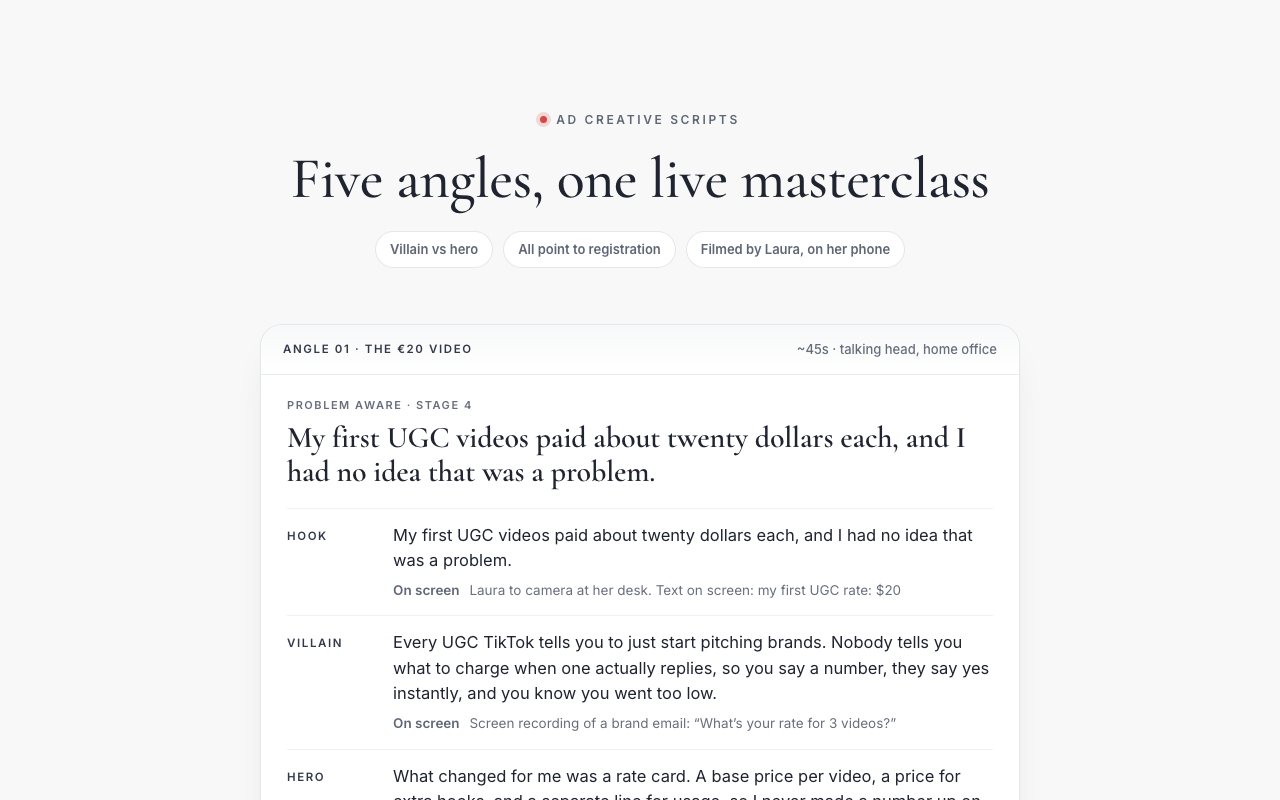 Ad creative scripts preview