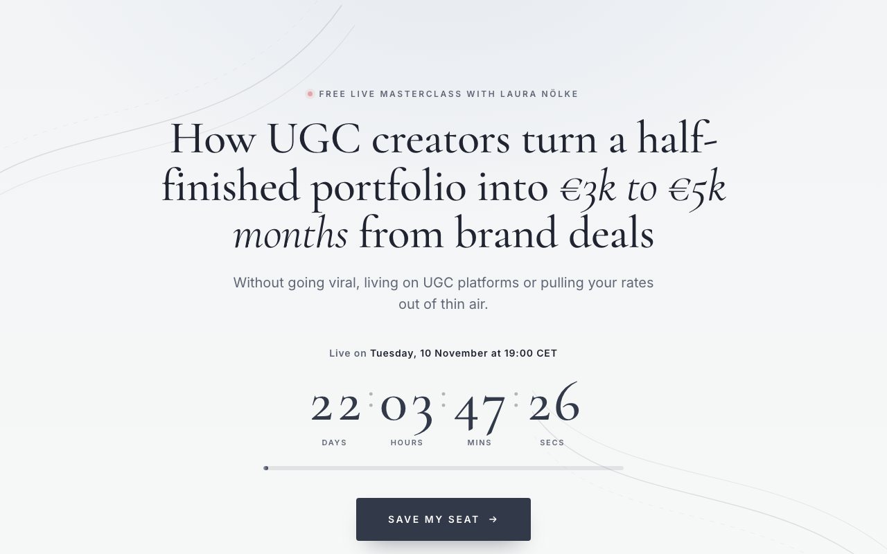 Registration page preview